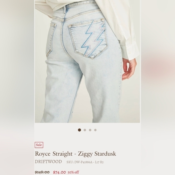 Driftwood Royce Straight Leg High Rise Raw Hem Light Denim Jeans Size 26 - Picture 1 of 8